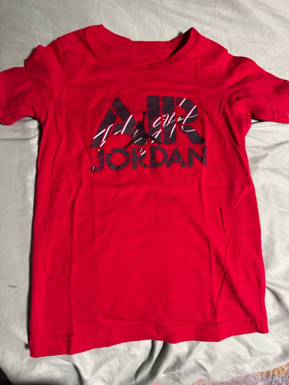 Jordan Red Short Sleeve Tee with Black Logo Graphic